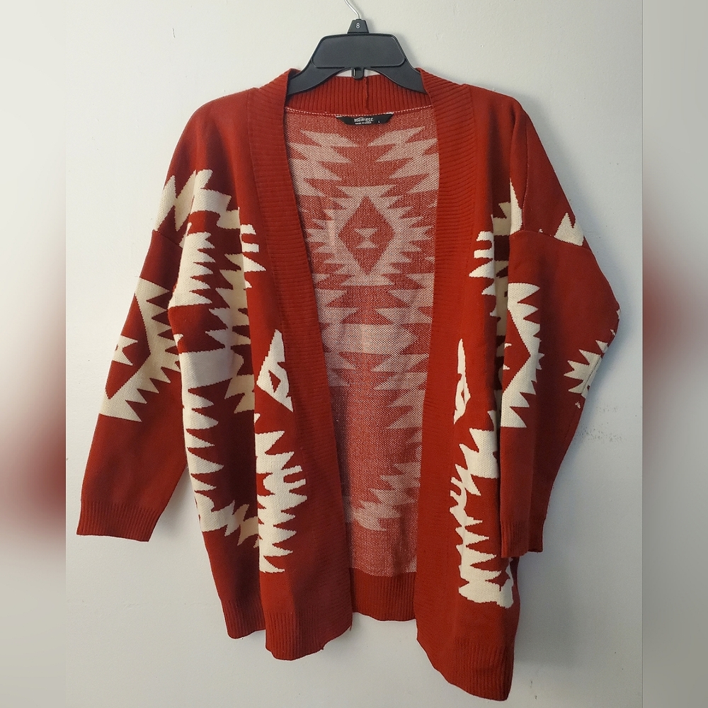 MEANEOR Burgundy Aztec Cardigan Sweater sz L